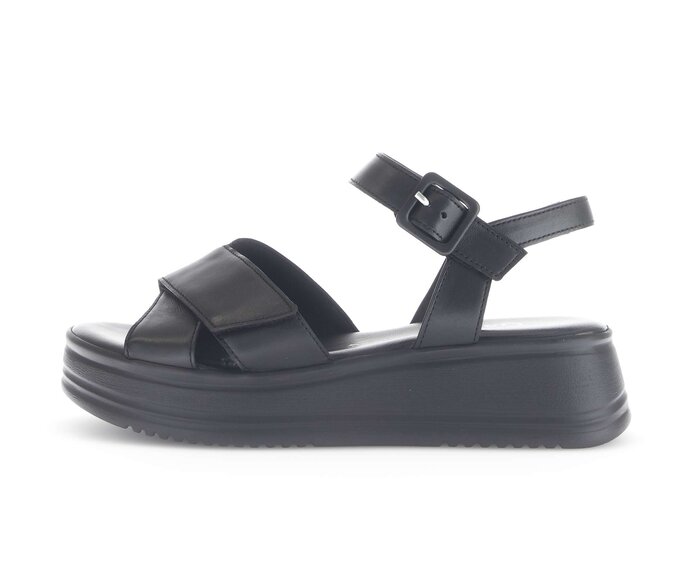 Gabor Damen Plateau Sandale Schwarz - Glattleder