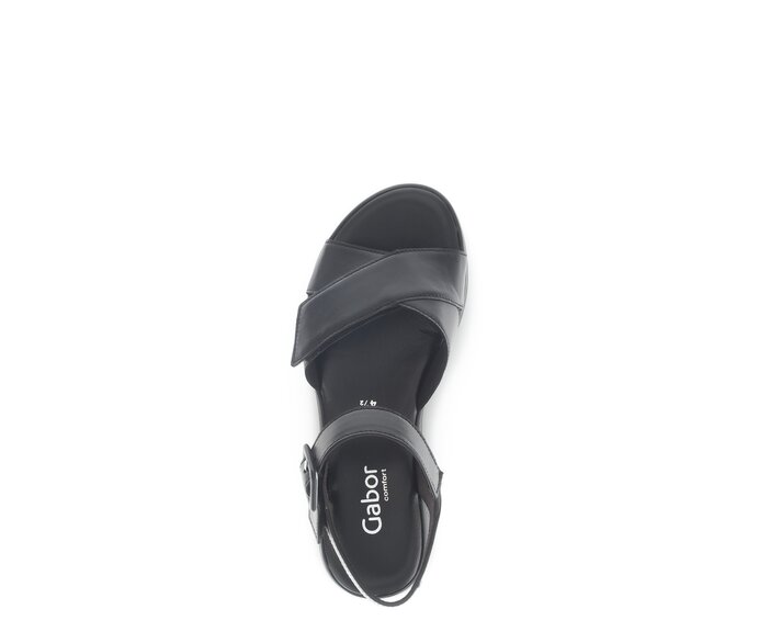 Gabor Damen  Plateau Sandale Schwarz - Glattleder