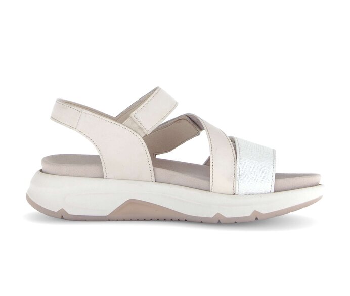 Gabor Damen  Riemchensandale Gold - Materialmix Leder