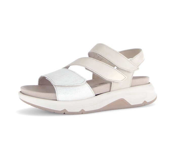Gabor Damen  Riemchensandale Gold - Materialmix Leder