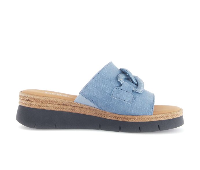 Gabor Damen  Pantolette Blau - Materialmix Leder