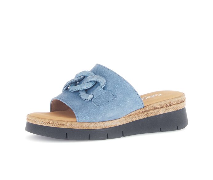 Gabor Damen  Pantolette Blau - Materialmix Leder