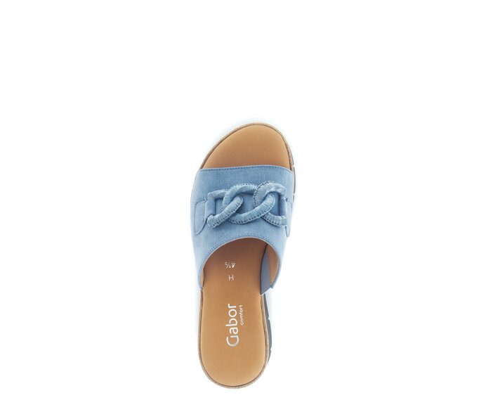 Gabor Damen  Pantolette Blau - Materialmix Leder