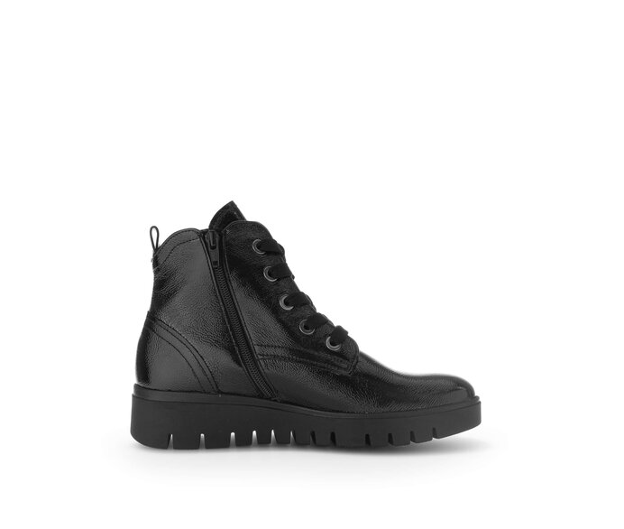 Gabor Damen  Sportliche Stiefelette Schwarz - Lackleder
