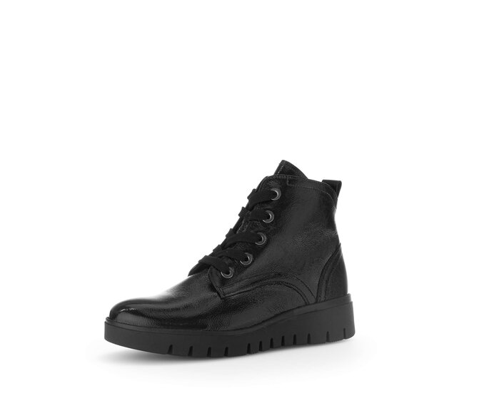 Gabor Damen  Sportliche Stiefelette Schwarz - Lackleder