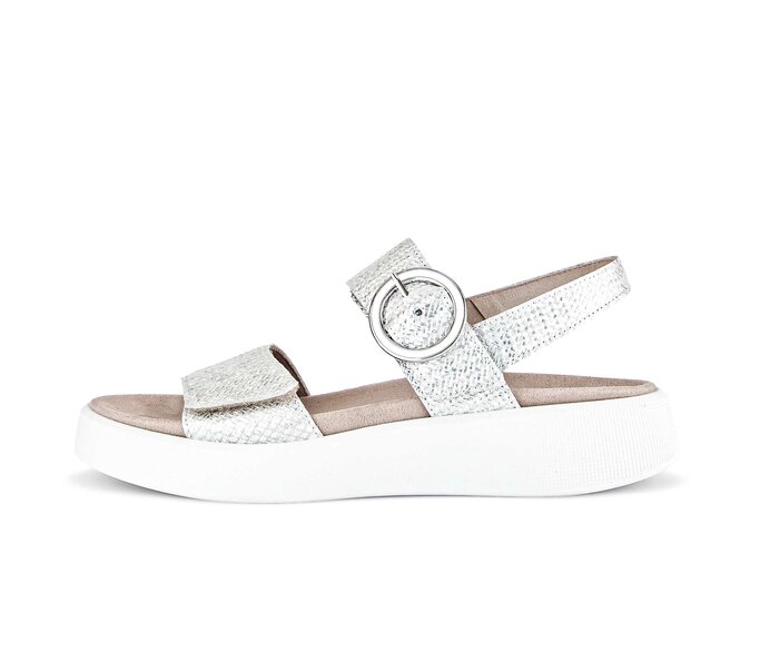 Gabor Damen Plateau Sandale Silber - Effektleder