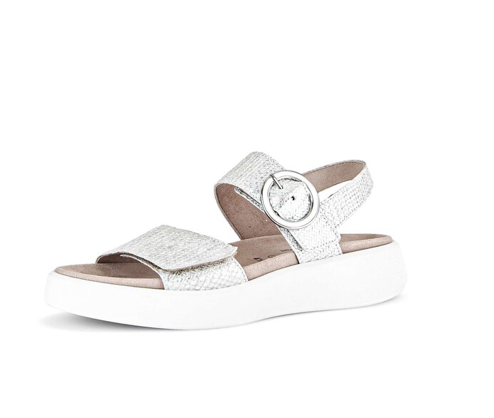 Gabor Damen  Plateau Sandale Silber - Effektleder