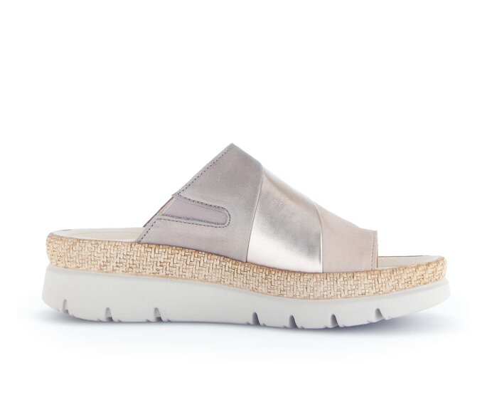 Gabor Damen  Zehentrenner Beige - Materialmix Leder