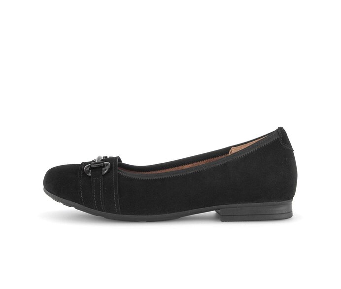Gabor Damen Eleganter Ballerina Schwarz - Rauleder