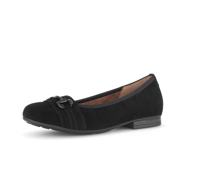 Gabor Damen  Eleganter Ballerina Schwarz - Rauleder