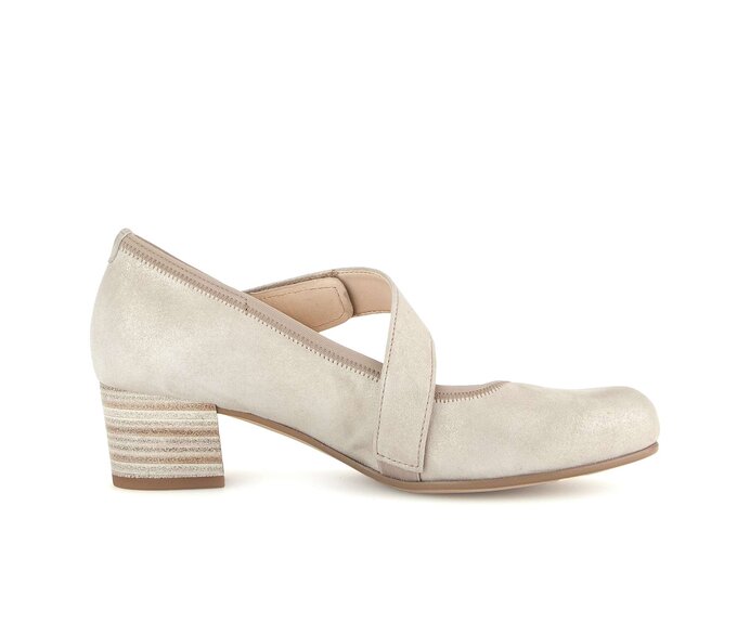 Gabor Damen  Spangenpumps Beige - Effektleder