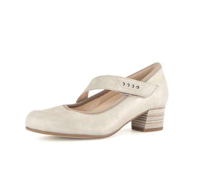 Gabor Damen  Spangenpumps Beige - Effektleder