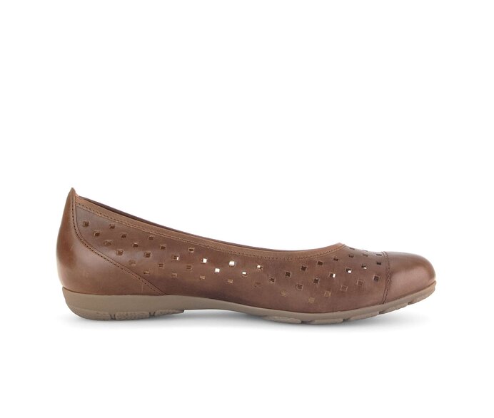 Gabor Damen  Sportliche Ballerina Braun - Glattleder