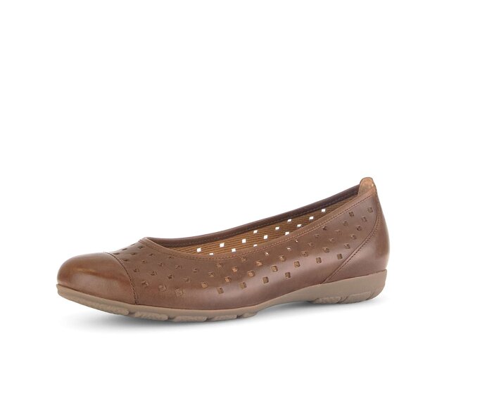Gabor Damen  Sportliche Ballerina Braun - Glattleder