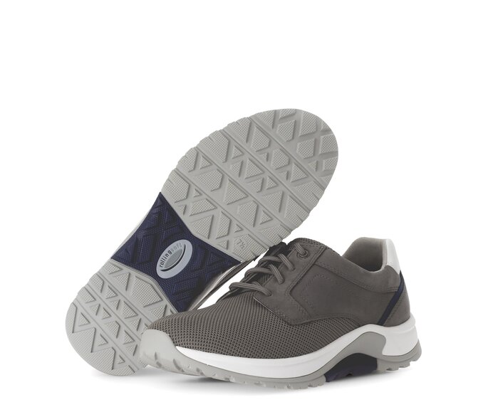 Gabor Herren Rollingsoft Sneaker Low Grau - Materialmix Leder/Textil