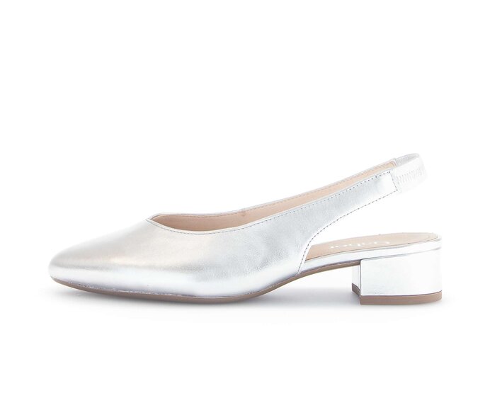 Gabor Damen Slingpumps Silber - Effektleder