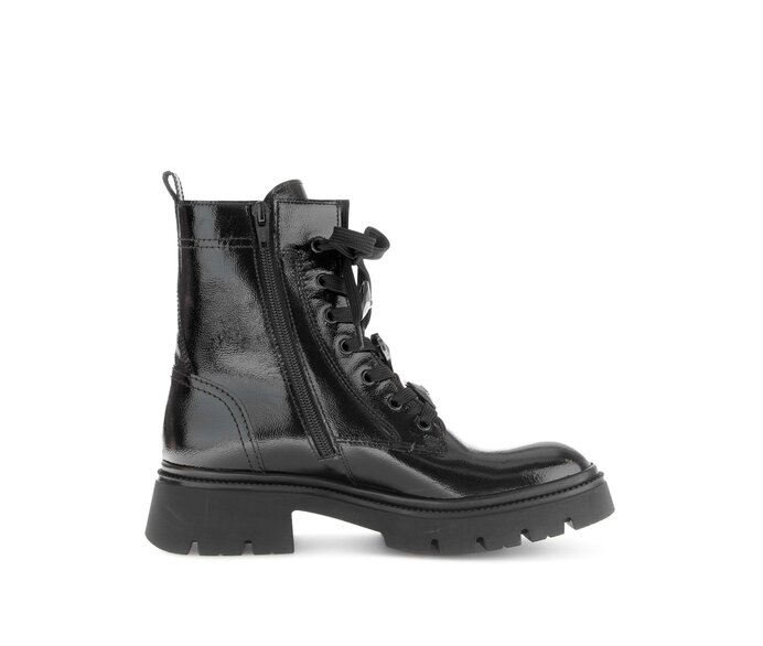 Gabor Damen  Schnürstiefelette Schwarz - Lackleder