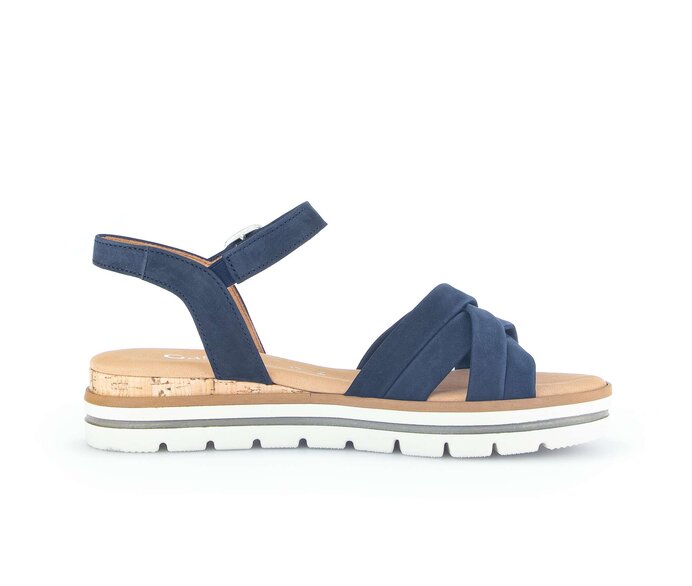 Gabor Damen  Keilsandalette Blau - Rauleder