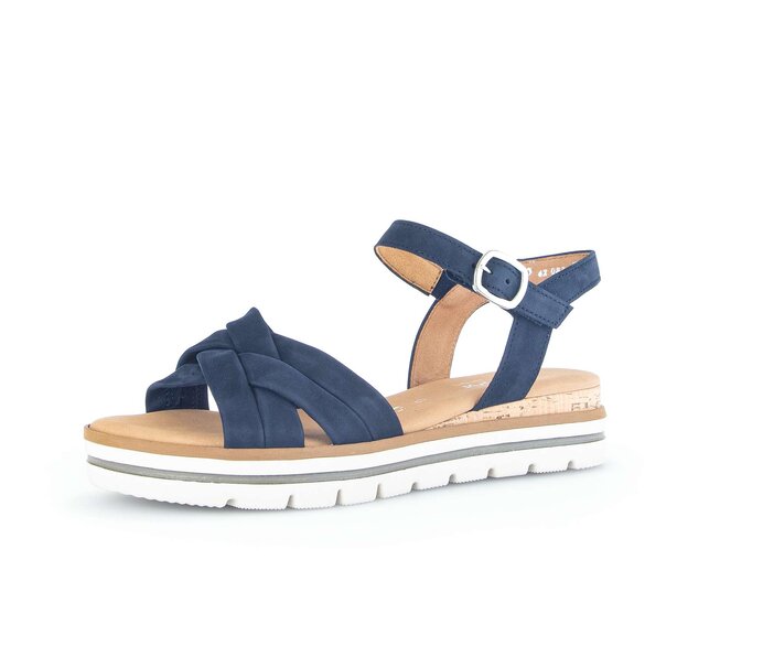 Gabor Damen  Keilsandalette Blau - Rauleder