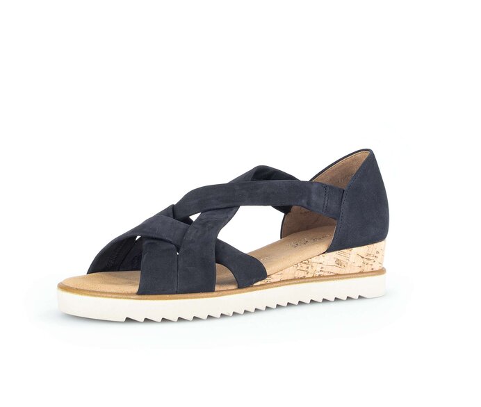Gabor Damen  Keilsandalette Blau - Rauleder
