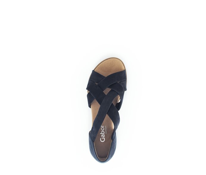 Gabor Damen  Keilsandalette Blau - Rauleder