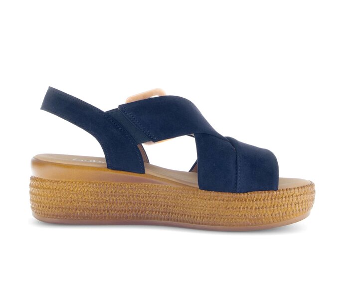 Gabor Damen  Plateau Sandale Blau - Rauleder