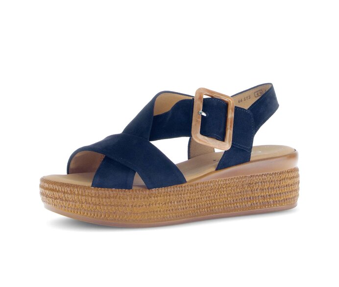 Gabor Damen  Plateau Sandale Blau - Rauleder