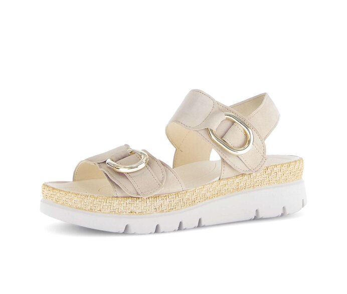 Gabor Damen  Plateau Sandale Beige - Rauleder