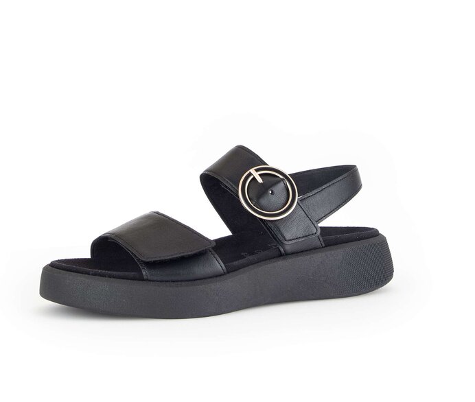 Gabor Damen  Plateau Sandale Schwarz - Glattleder