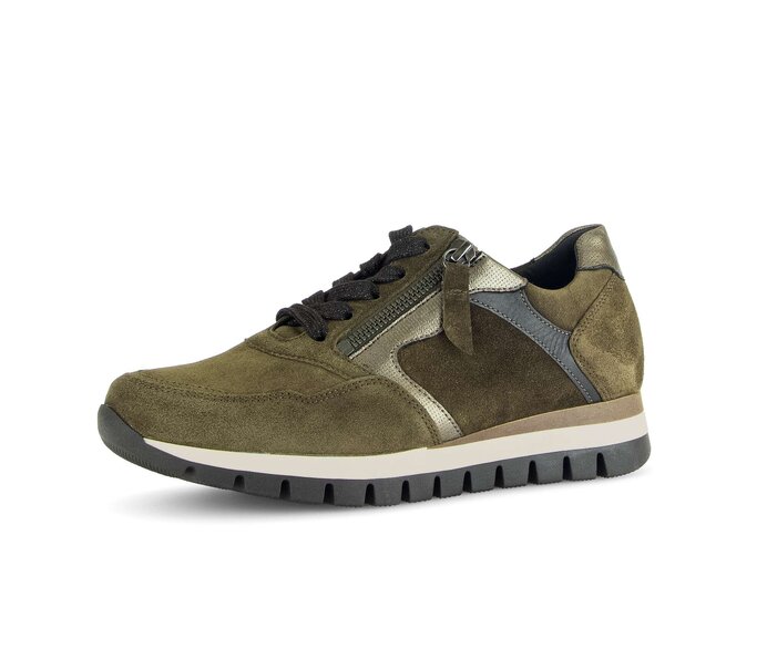 Gabor Damen  Sneaker Low Grün - Materialmix Leder