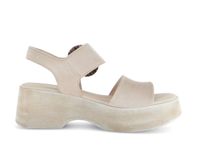 Gabor Damen  Riemchensandale Beige - Rauleder
