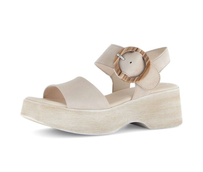 Gabor Damen  Riemchensandale Beige - Rauleder