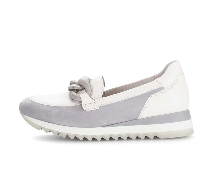 Gabor Damen Slipper Grau - Materialmix Leder