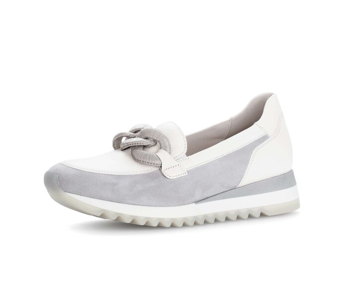Gabor Damen  Slipper Grau - Materialmix Leder