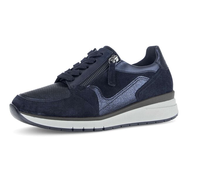 Gabor Damen  Sneaker Low Blau - Materialmix Leder/Lederimitat