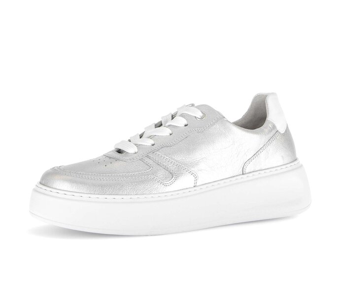 Gabor Damen  Sneaker Low Silber - Materialmix Leder