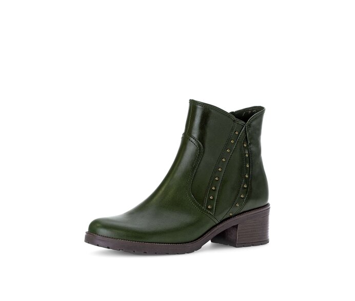 Gabor Damen  Elegante Stiefelette Grün - Glattleder