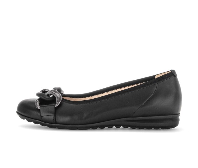 Gabor Damen Sportliche Ballerina Schwarz - Glattleder
