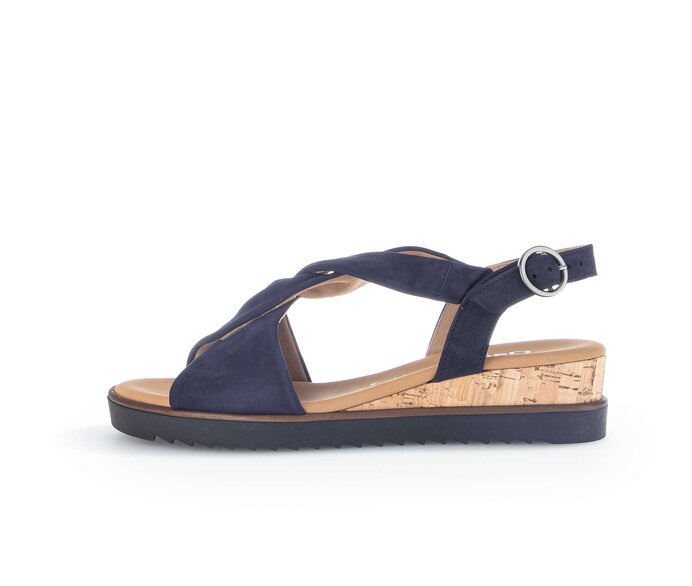 Gabor Damen Keilsandalette Blau - Rauleder