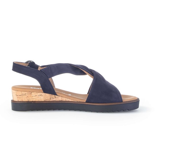 Gabor Damen  Keilsandalette Blau - Rauleder