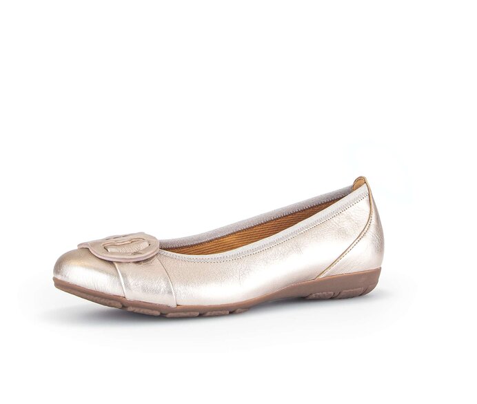 Gabor Damen  Sportliche Ballerina Gold - Effektleder