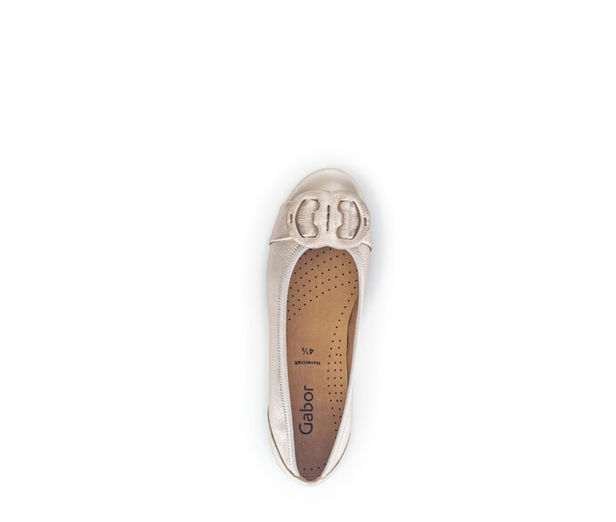 Gabor Damen  Sportliche Ballerina Gold - Effektleder