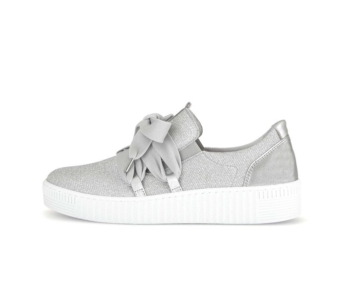 Gabor Damen Sneaker Low Silber - Materialmix Leder/Lederimitat