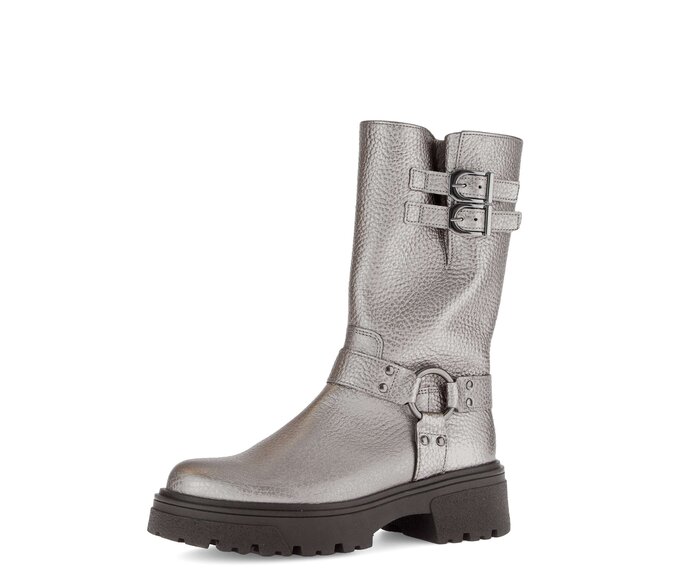 Gabor Damen  Biker Boots Grau - Effektleder