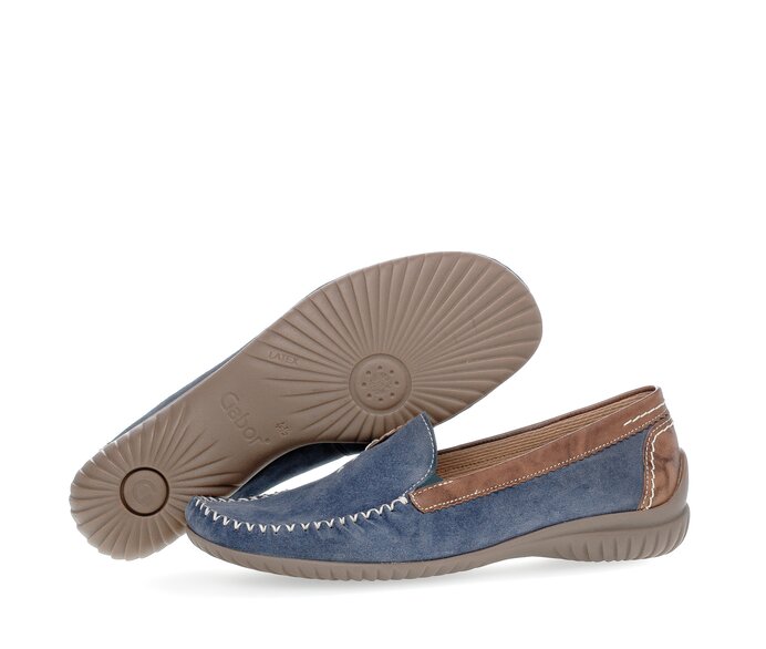 Gabor Damen  Mokassin Blau - Materialmix Leder