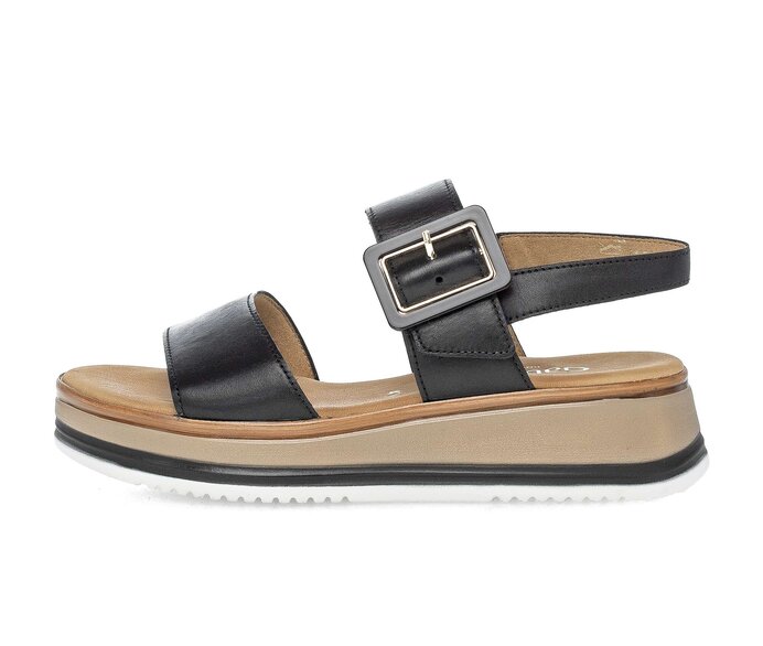 Gabor Damen Plateau Sandale Schwarz - Glattleder