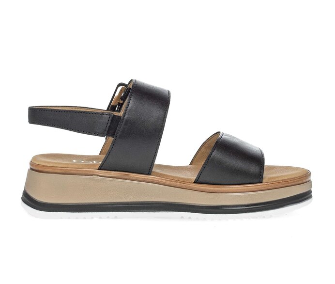 Gabor Damen  Plateau Sandale Schwarz - Glattleder