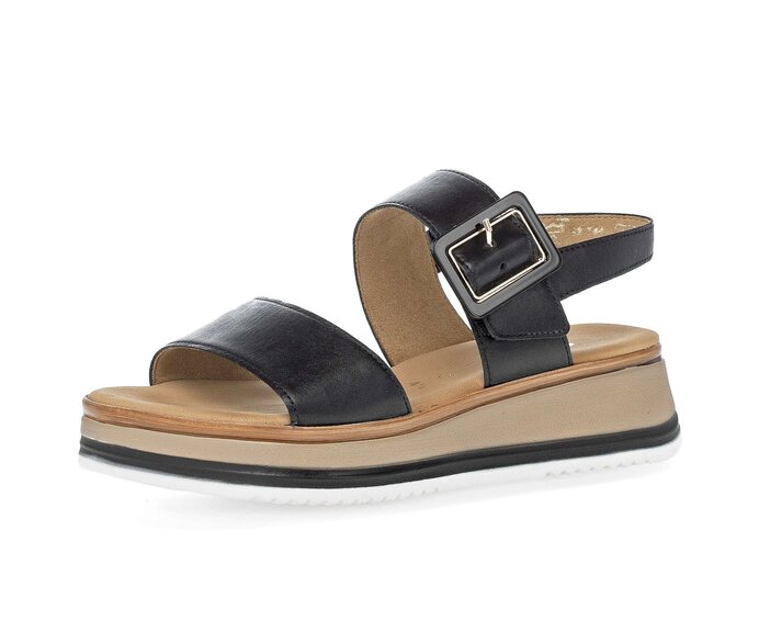 Gabor Damen  Plateau Sandale Schwarz - Glattleder