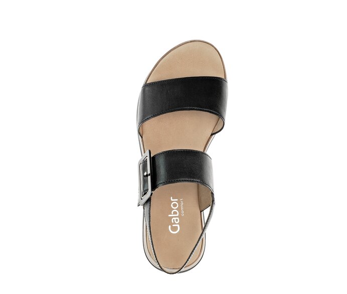 Gabor Damen  Plateau Sandale Schwarz - Glattleder