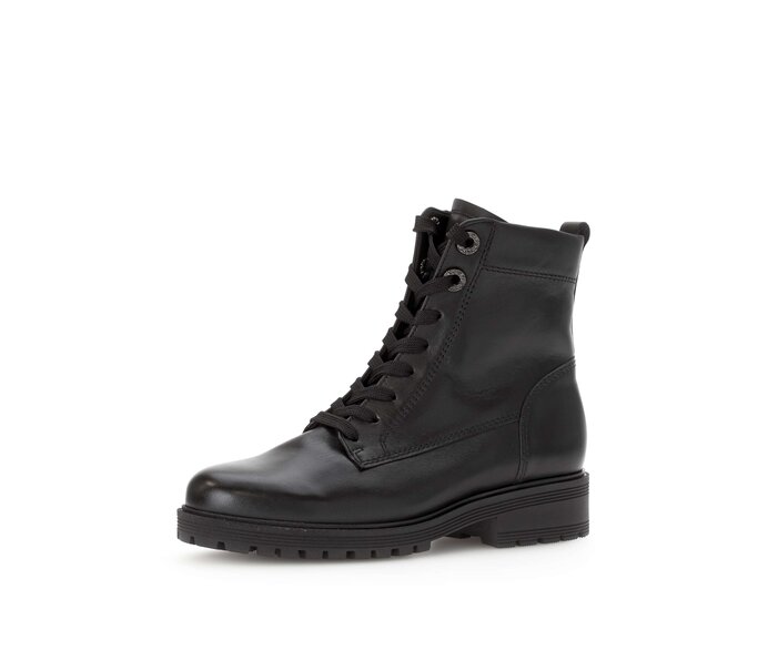 Gabor Damen  Schnürstiefelette Schwarz - Glattleder